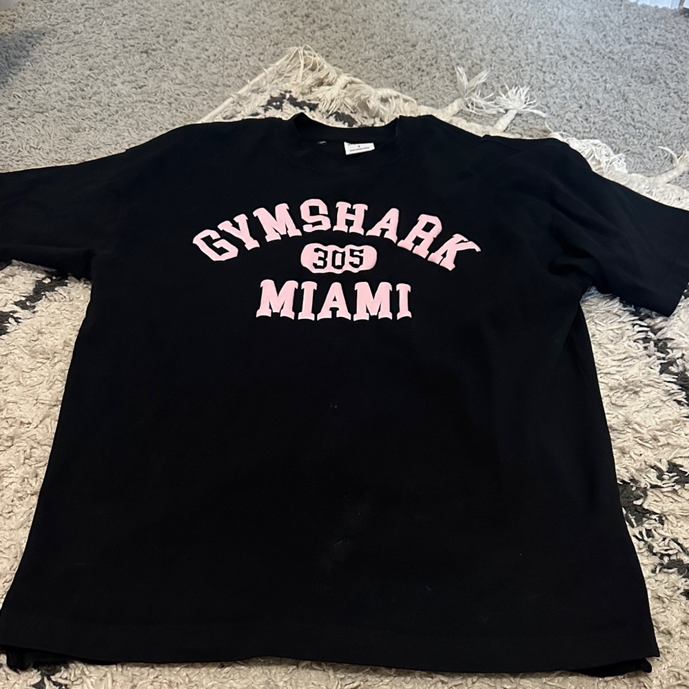 Gymshark Black Tee with Pink Miami Design